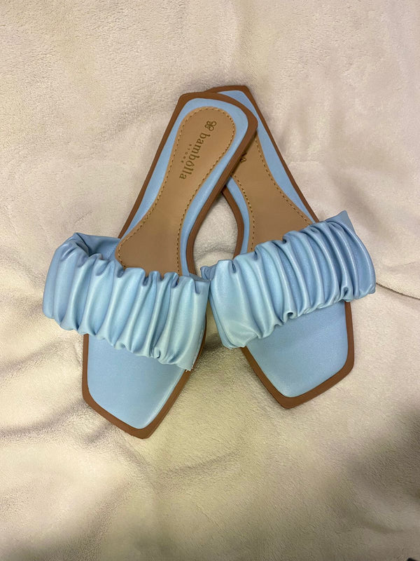 Chinelo De Quarto Franzido Azul Bebê