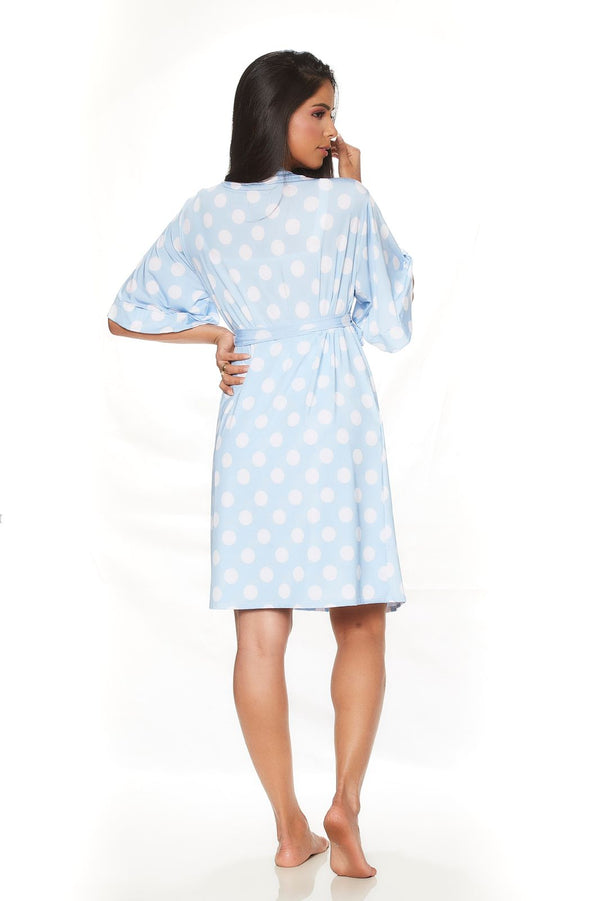 Robe Gestante Curto BM Poá Azul