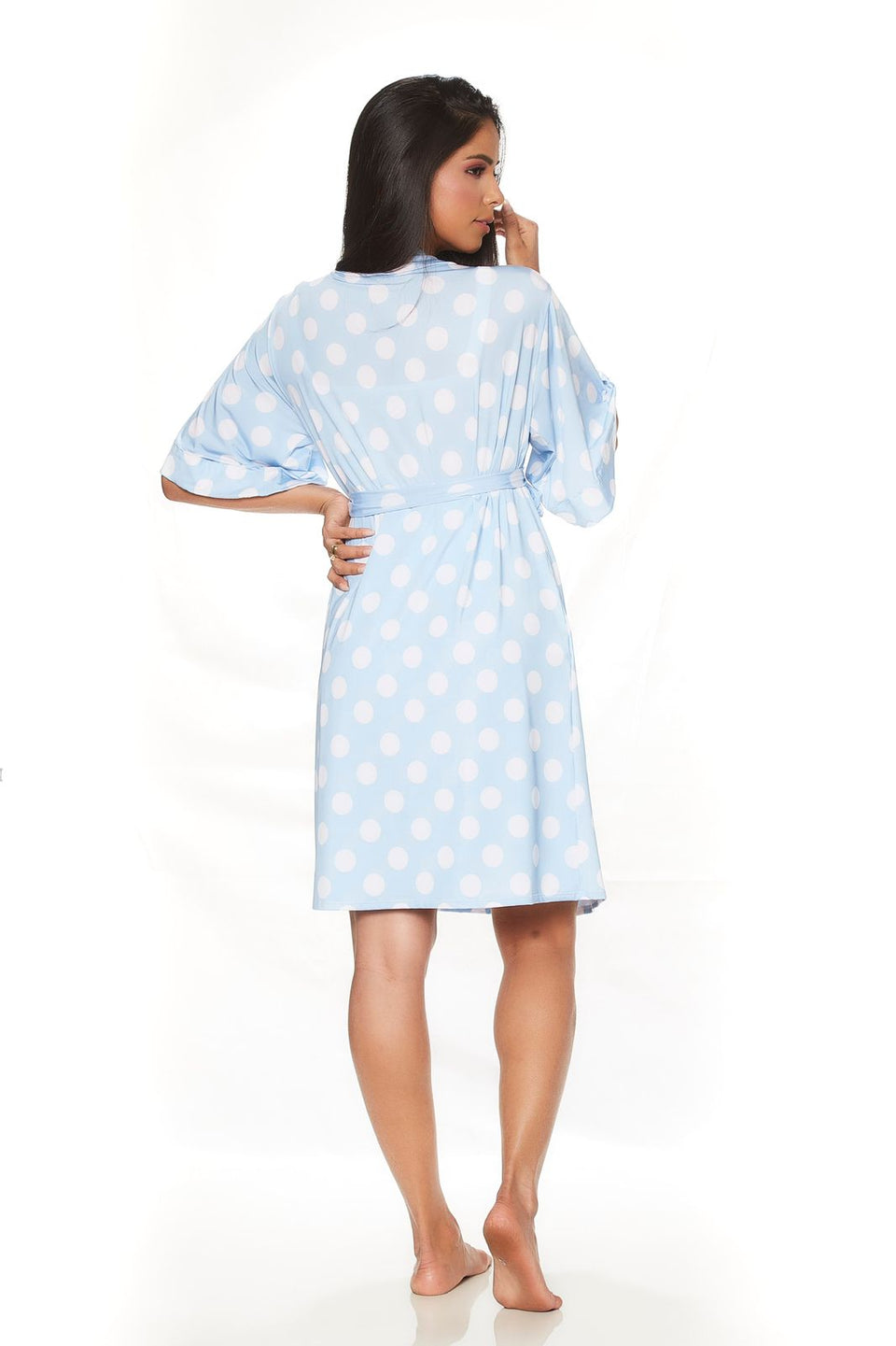 Robe Gestante Curto BM Poá Azul