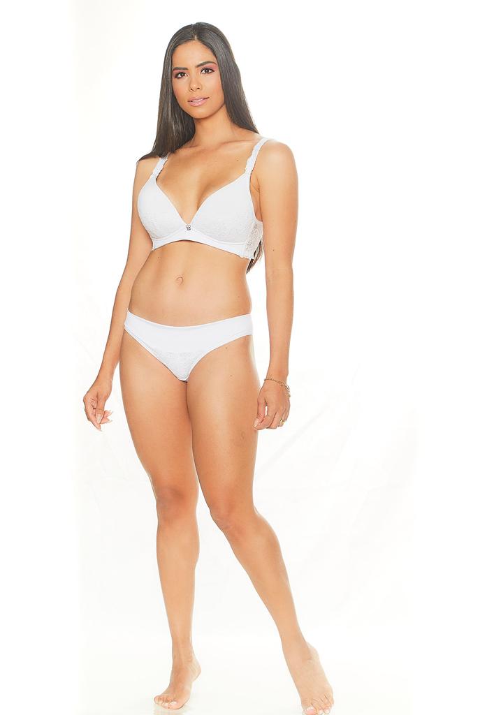 Conjunto de Calcinha e Sutiã Para Amamentação Com Bojo Lese Branco