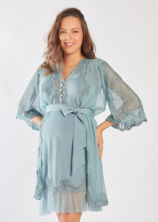 Conjunto Gestante Camisola e Robe Aux Curtos L´amour Petróleo Esperança