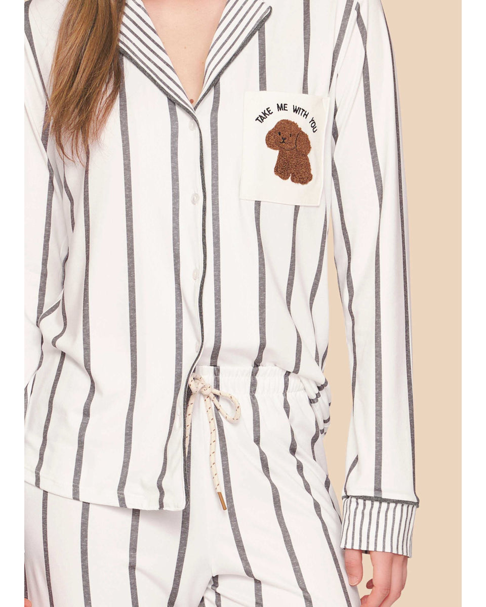Pijama Feminino Longo Americano Listrado