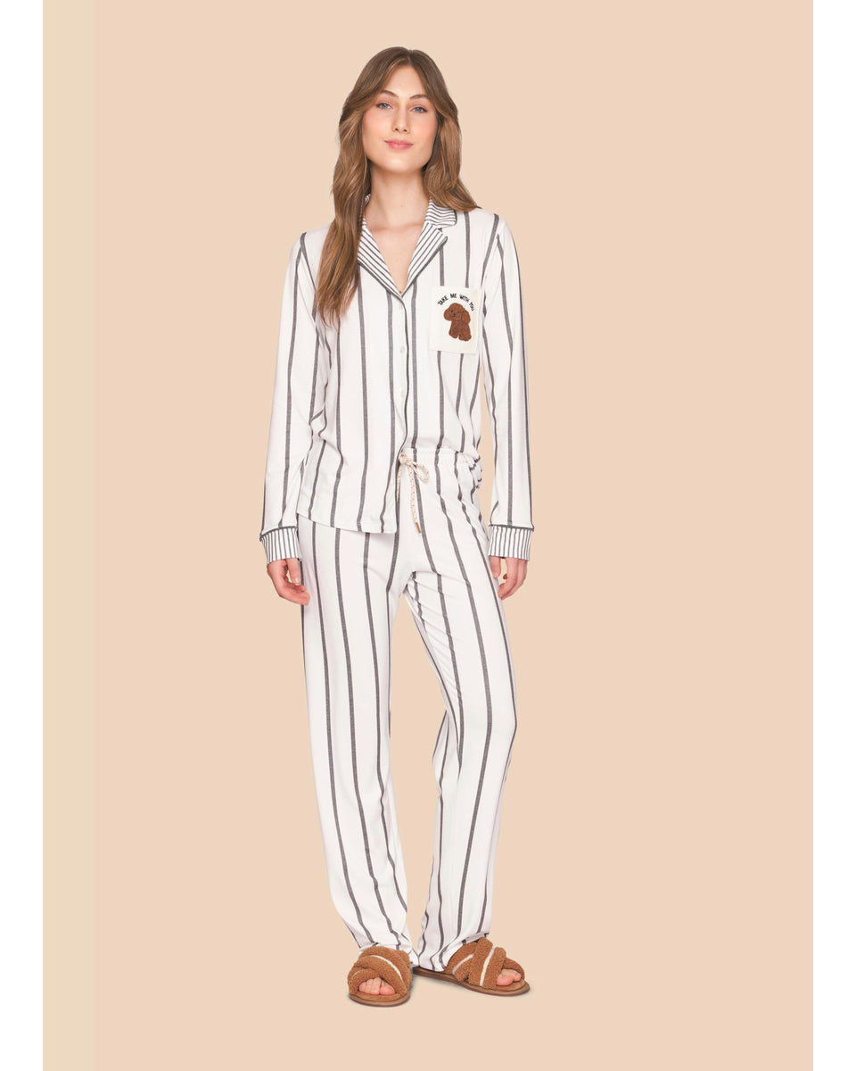Pijama Feminino Longo Americano Listrado