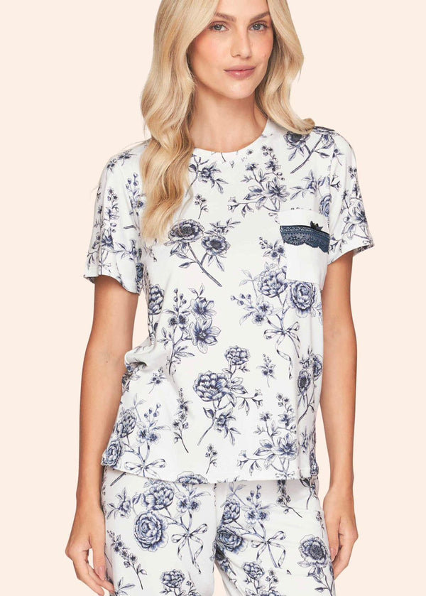 Pijama Feminino Capri Floral Azul