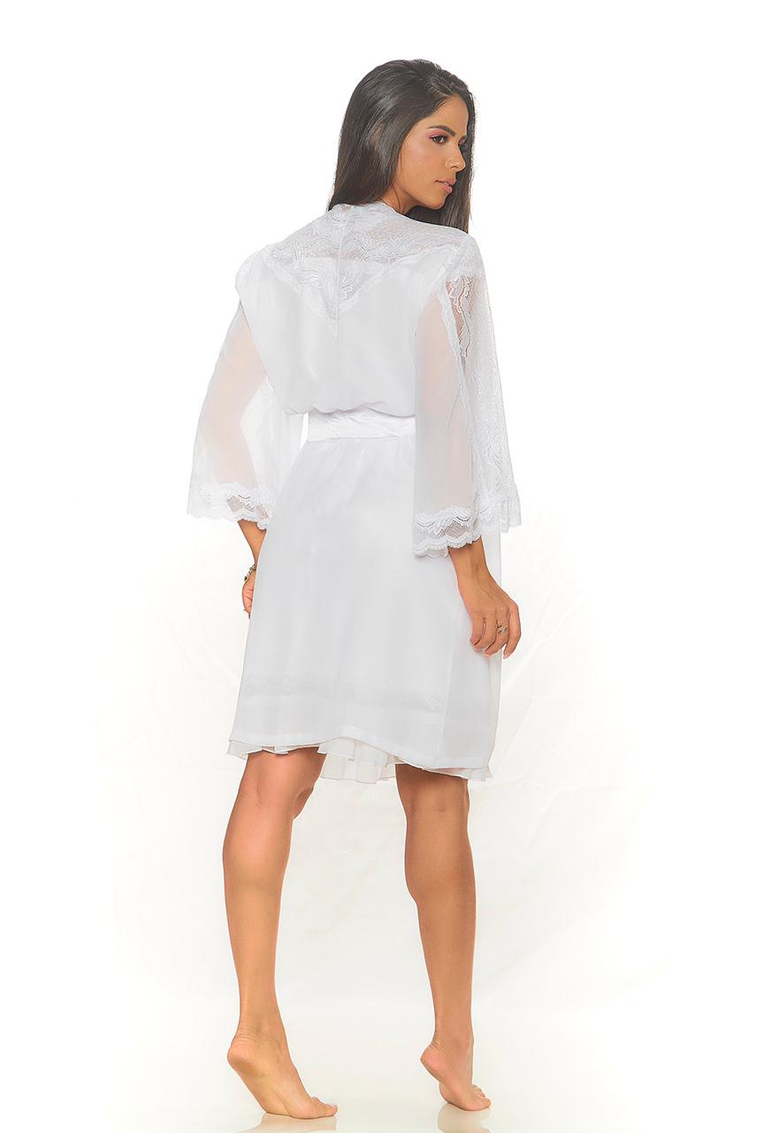 Conjunto Gestante Curto Aux Camisola e Robe Branco