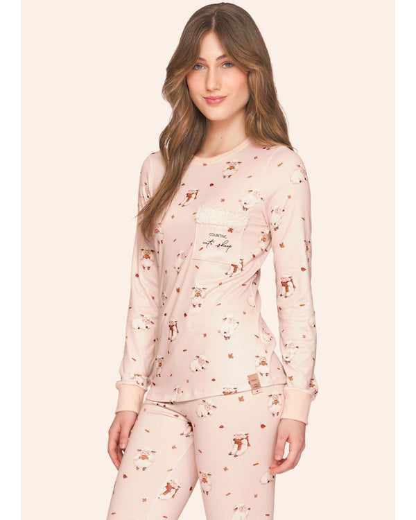 Pijama Feminino Legging Ovelhinhas
