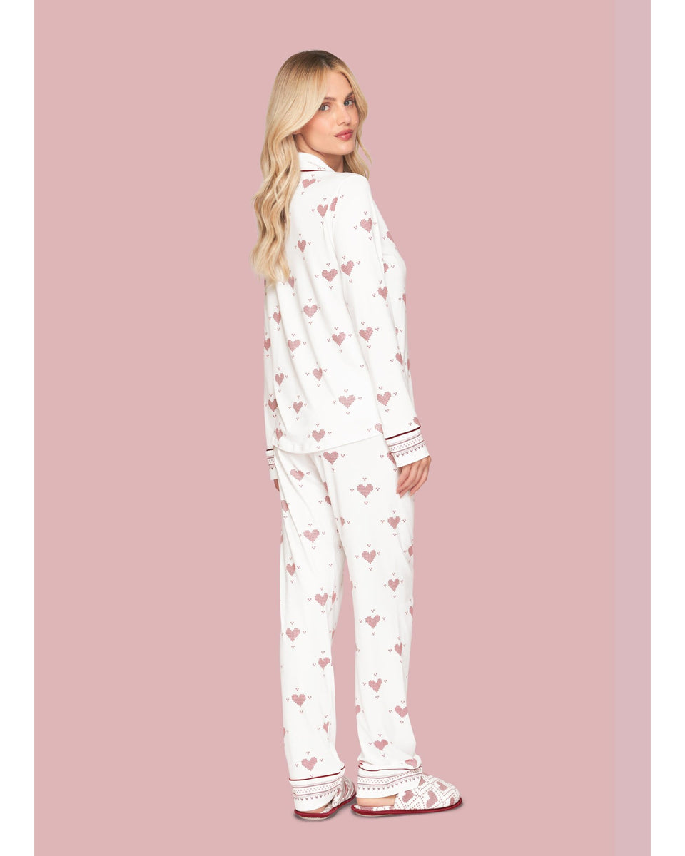 Pijama Feminino Longo Americano Corações