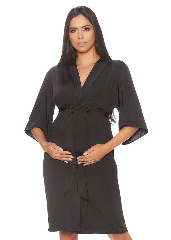 Robe Gestante Curto Liso Preto