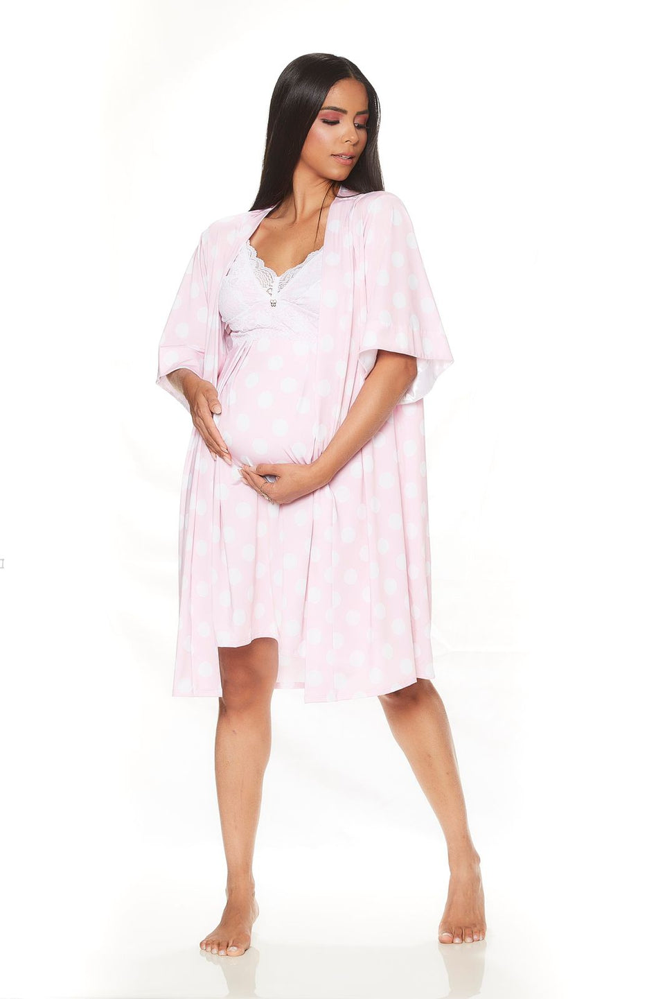 Robe Gestante Curto BM Poá Rosa