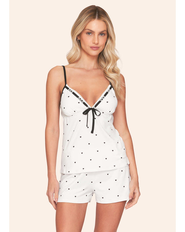 Pijama Feminino Curto Mini Corações Preto