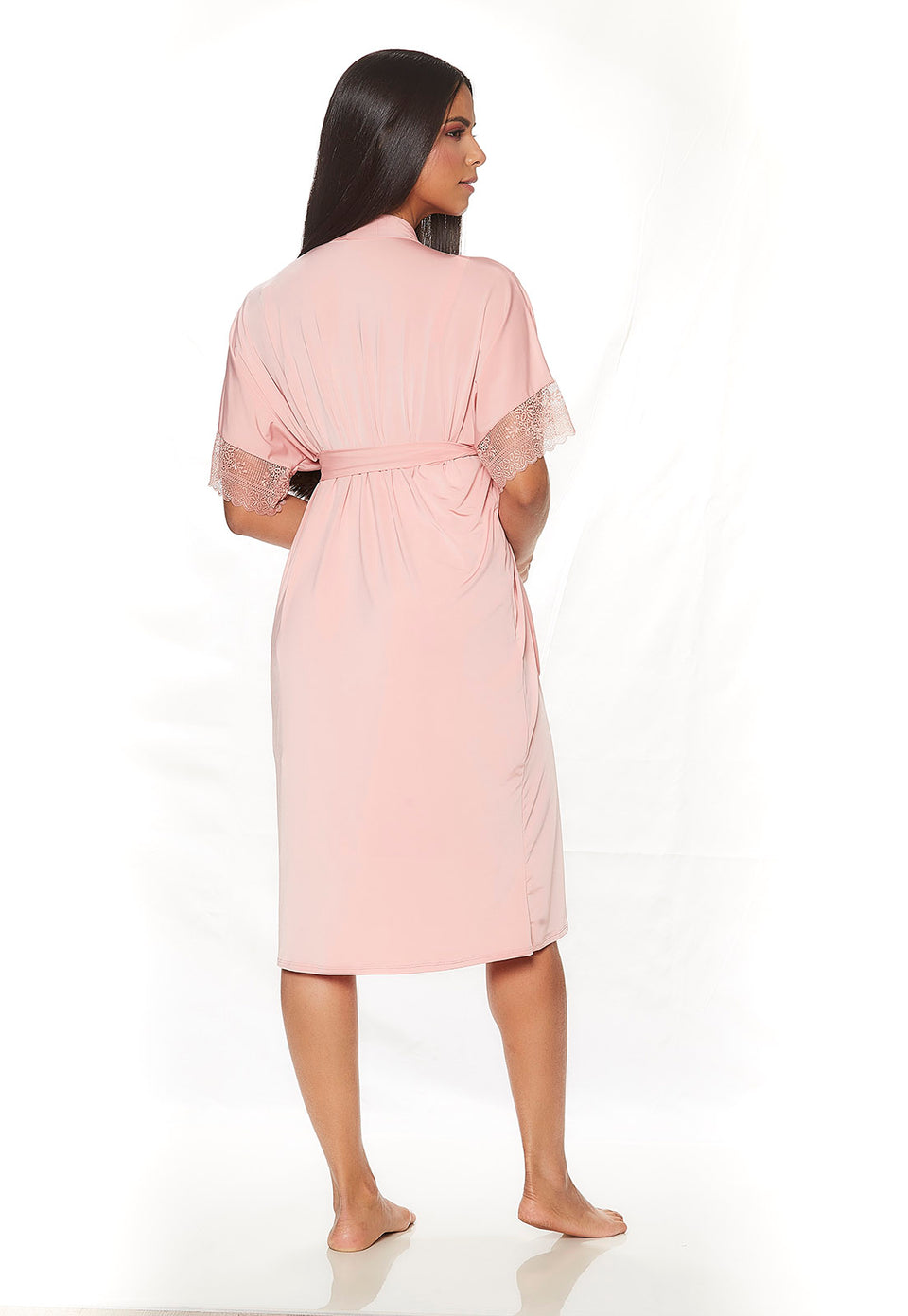 Robe Gestante Curto com Rendinha Blush Alegria