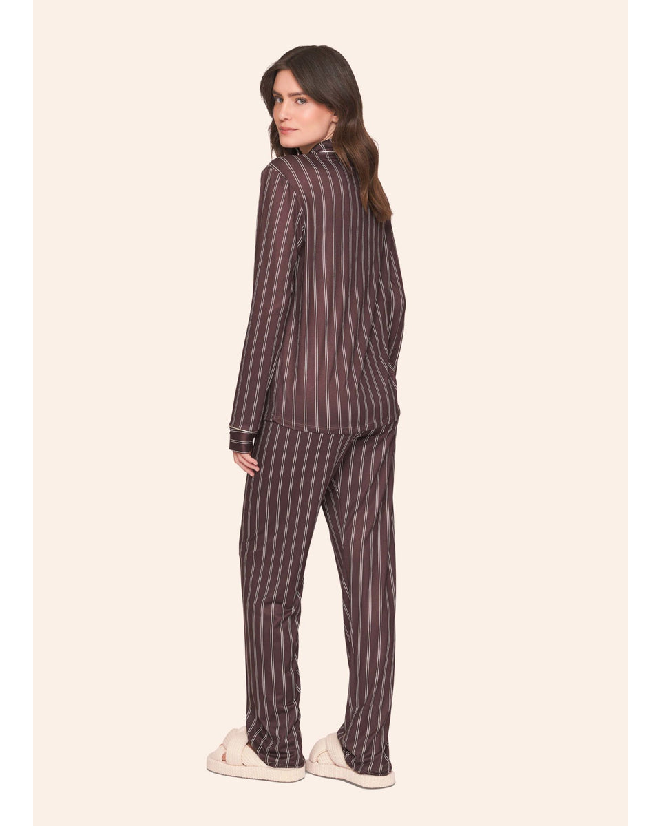 Pijama Feminino Longo Americano Marrom