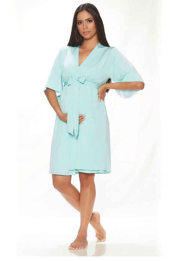 Robe Gestante Curto BM Liso Verde Claro