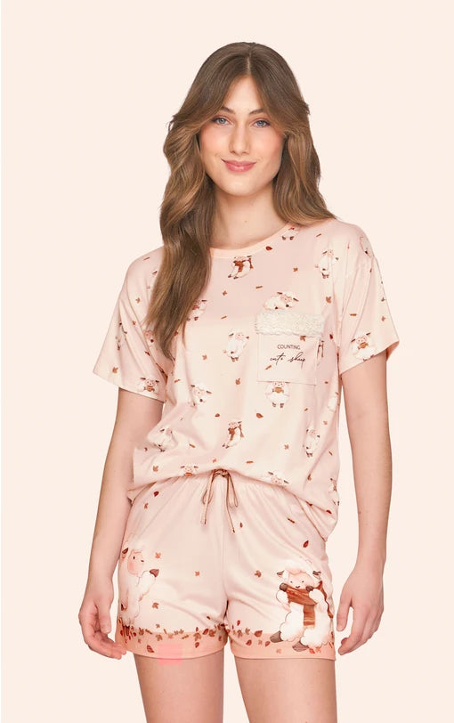 Pijama Feminino Curto Ovelhinhas