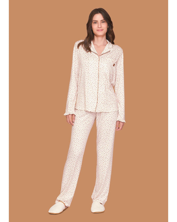 Pijama Feminino Longo Americano Floral