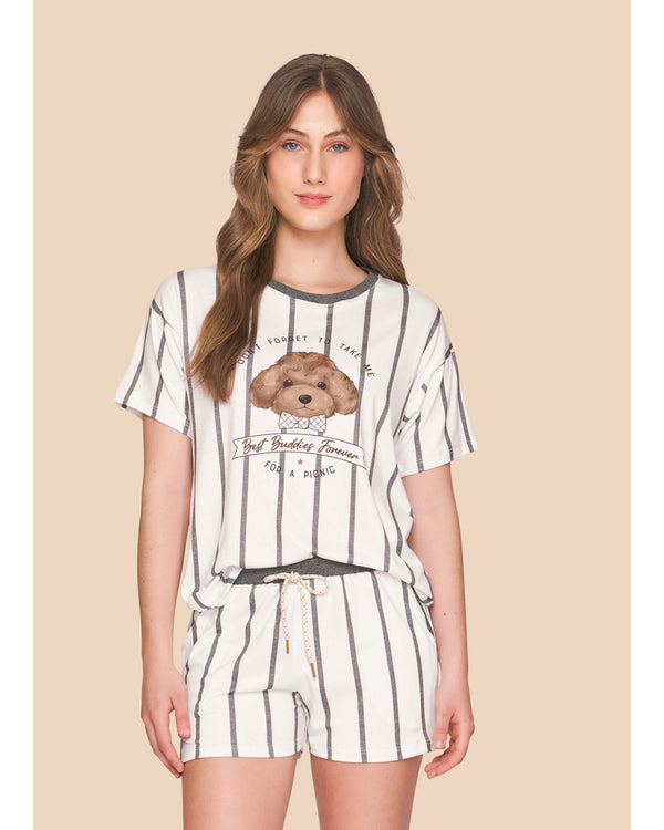 Pijama Feminino Curto Listrado