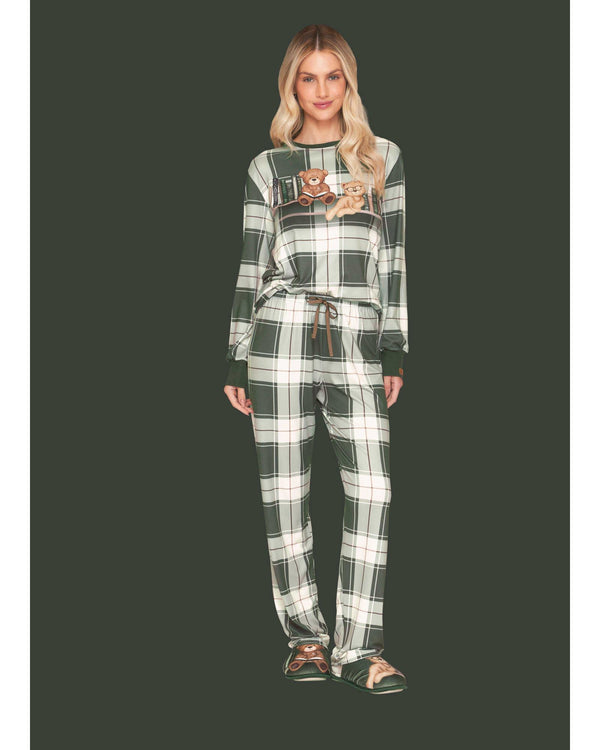 Pijama Feminino Longo Comfort Xadrez Teddy