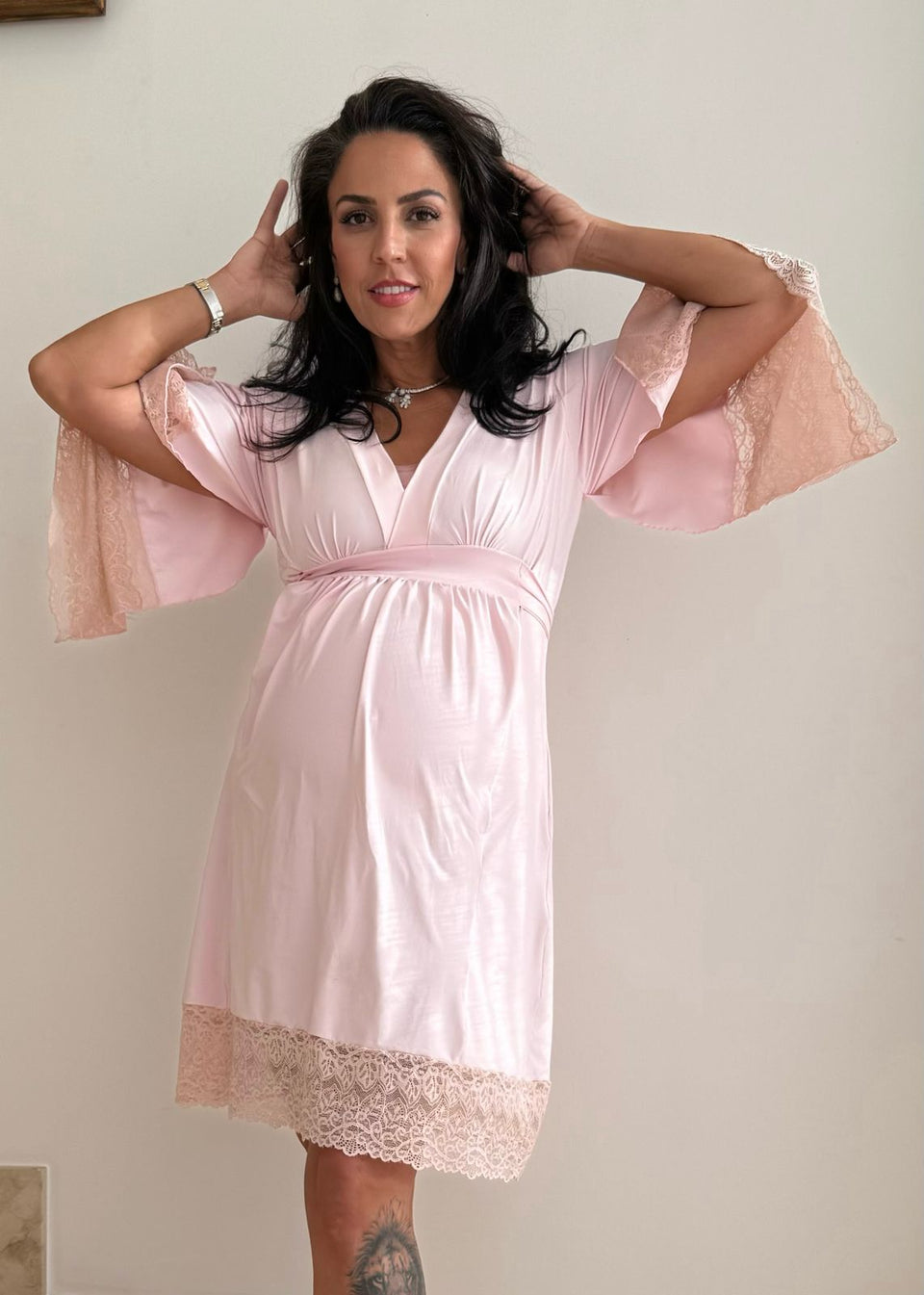 Kaftan Curta Algodão Doce Rosa
