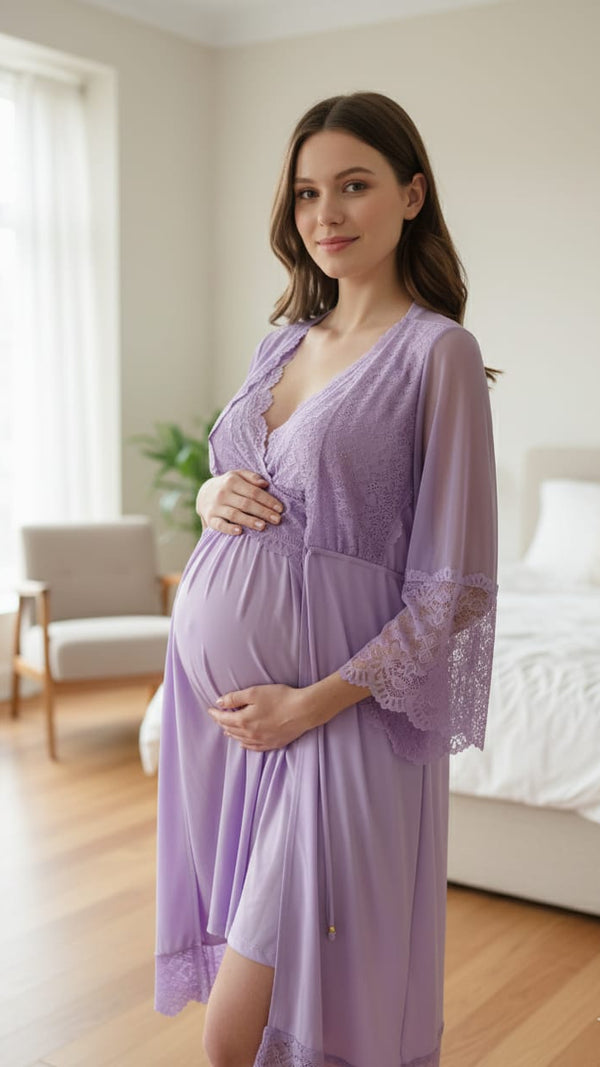 Conjunto Gestante Curto BM Lilás