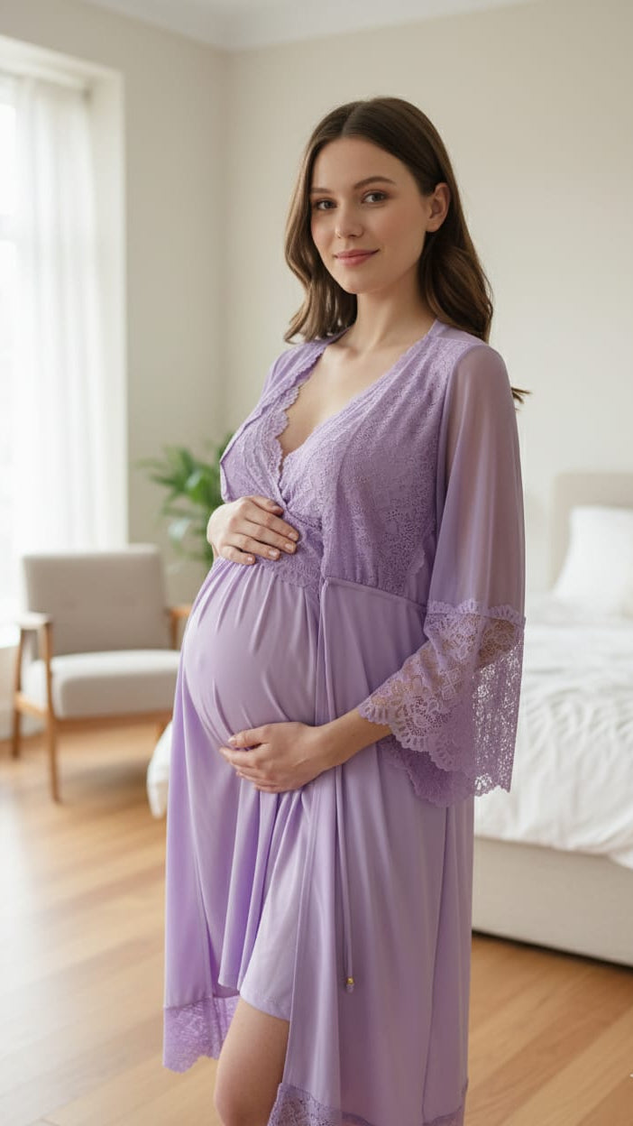 Conjunto Gestante Curto BM Lilás