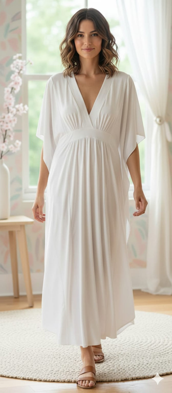 Kaftan Longa Manga Morcego Branca