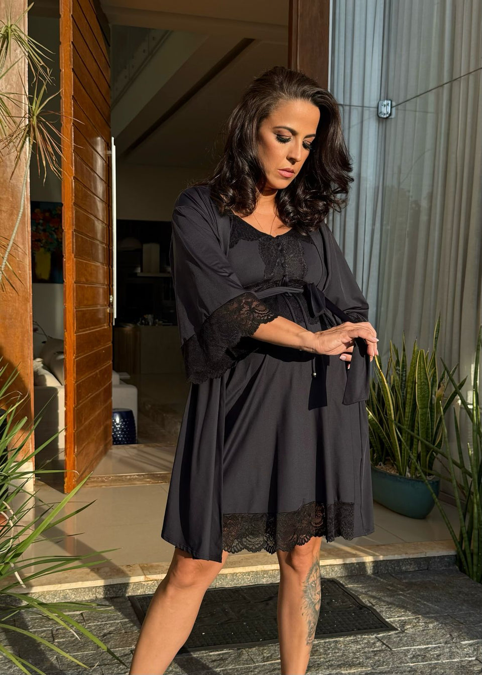 Conjunto Gestante Curto Lalá Preto
