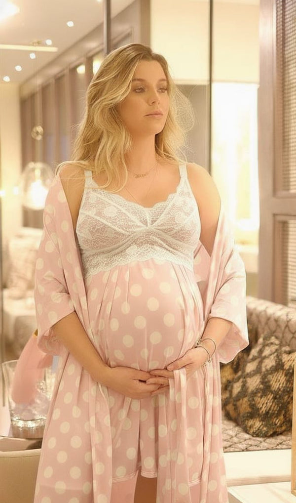 Conjunto Gestante Curto BM Poá Rosa