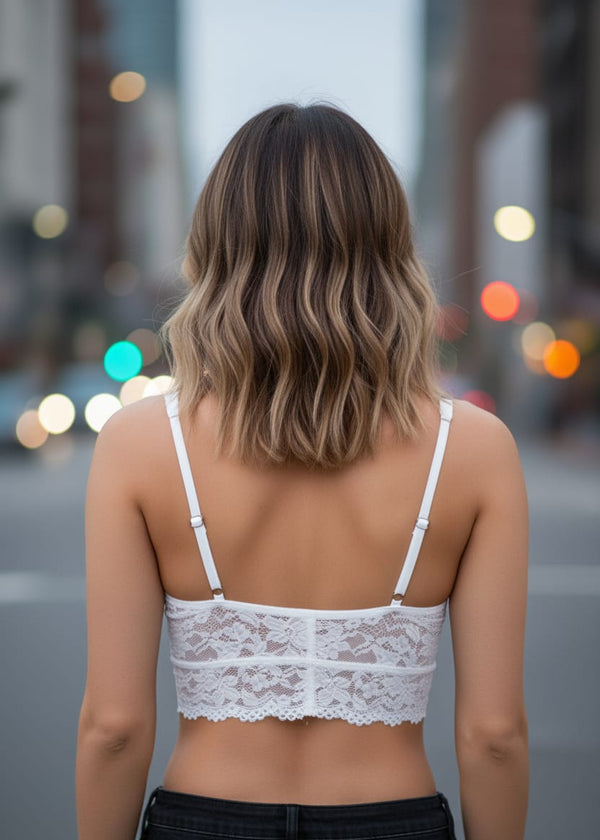 Top Alongado em Renda Branco