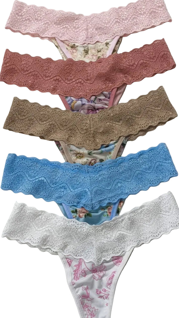 Kit com 10  Calcinhas Cós Renda Estampadas