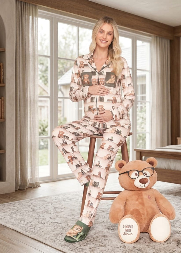 Pijama Feminino Longo Americano Teddy