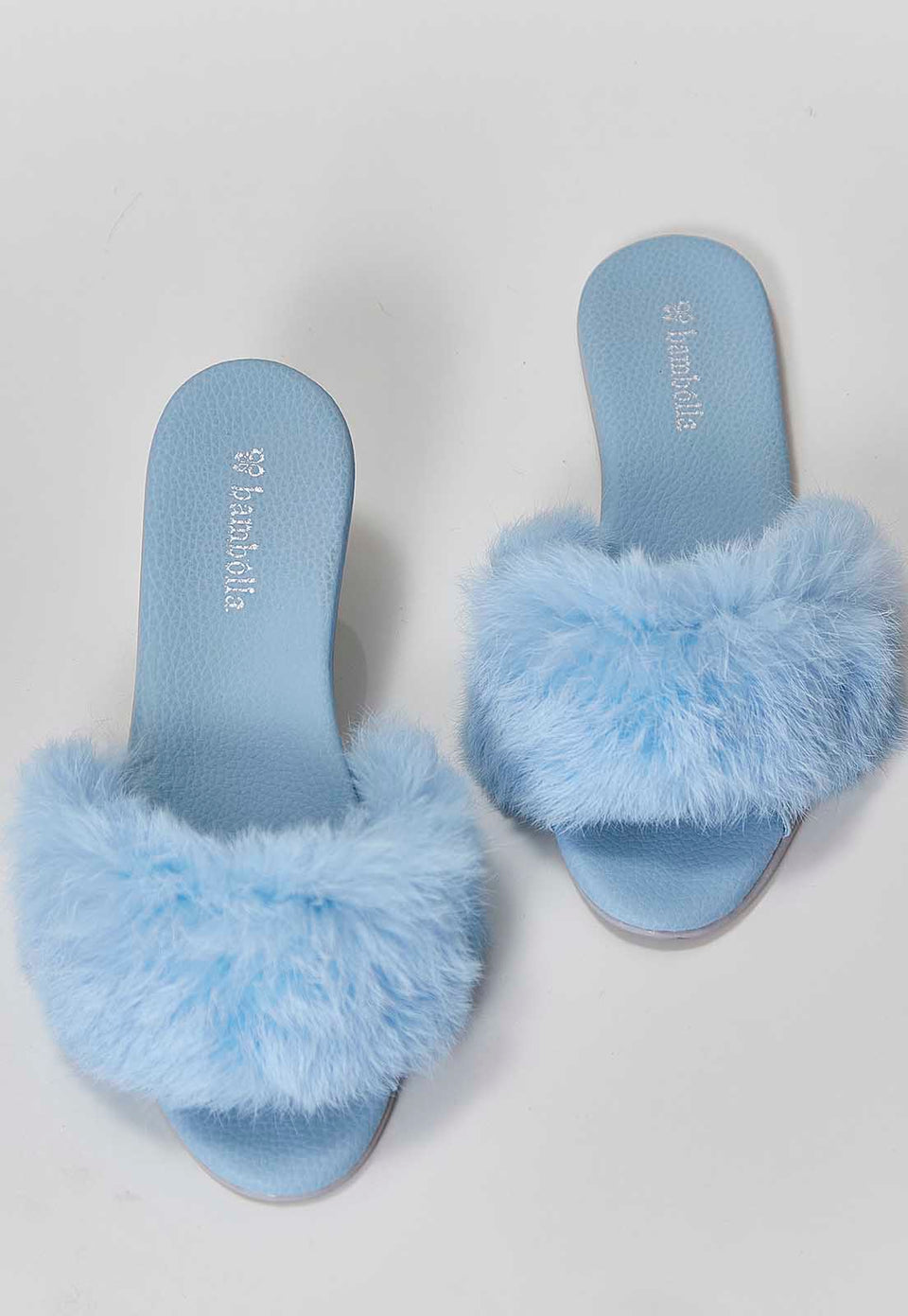 Chinelo De Quarto Flat Pluminhas Azul Bebê