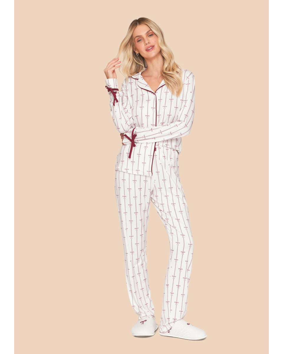 Pijama Feminino Longo Americano Laços