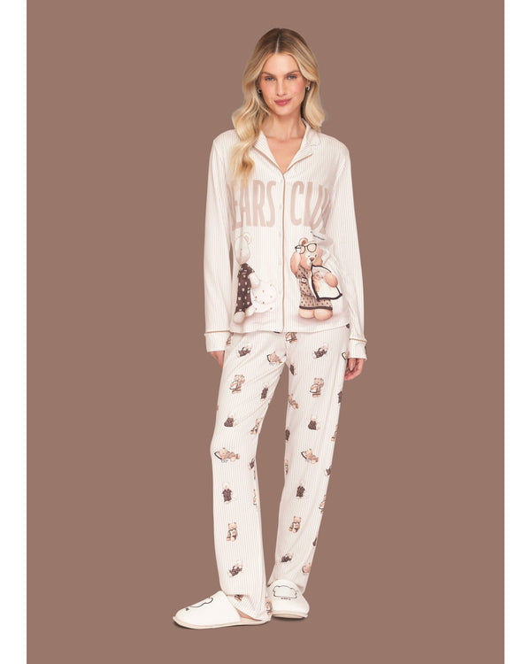 Pijama Feminino Longo Americano Bears Club