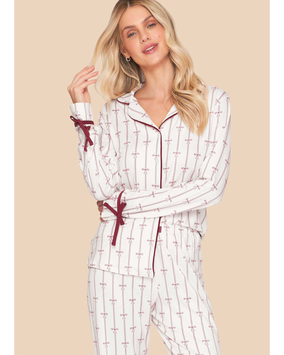 Pijama Feminino Longo Americano Laços