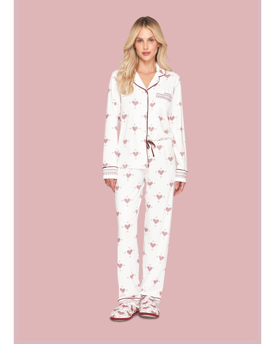 Pijama Feminino Longo Americano Corações