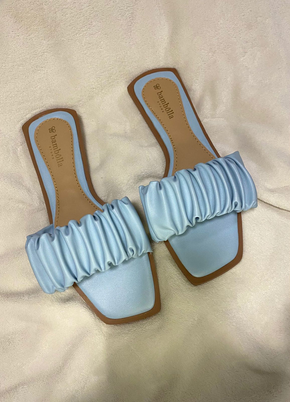 Chinelo De Quarto Franzido Azul Bebê
