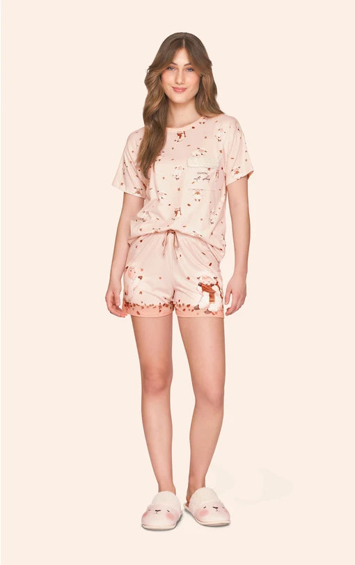 Pijama Feminino Curto Ovelhinhas