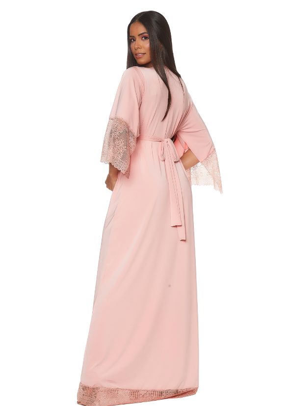 Kaftan Longa Lisa com Renda Blush Alegria