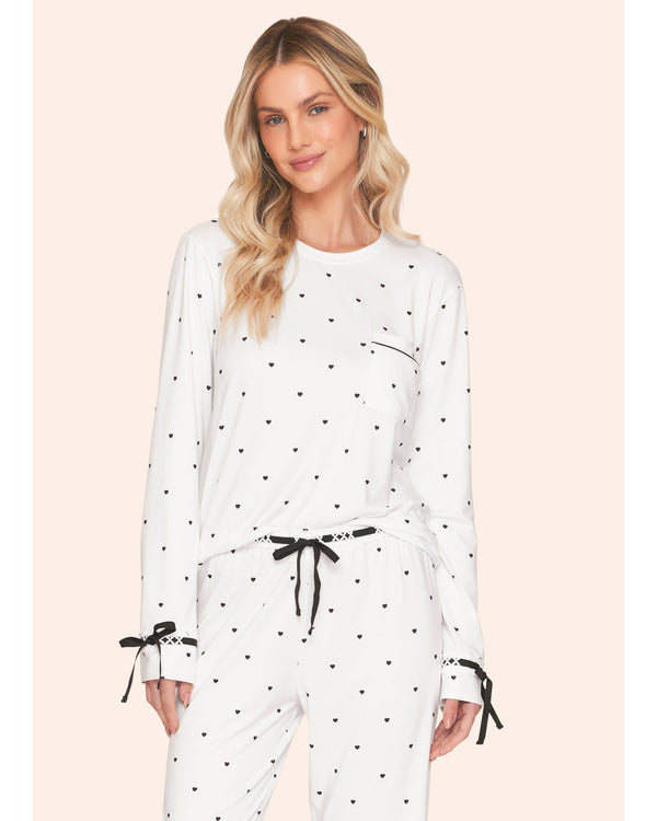 Pijama Feminino Longo Corações