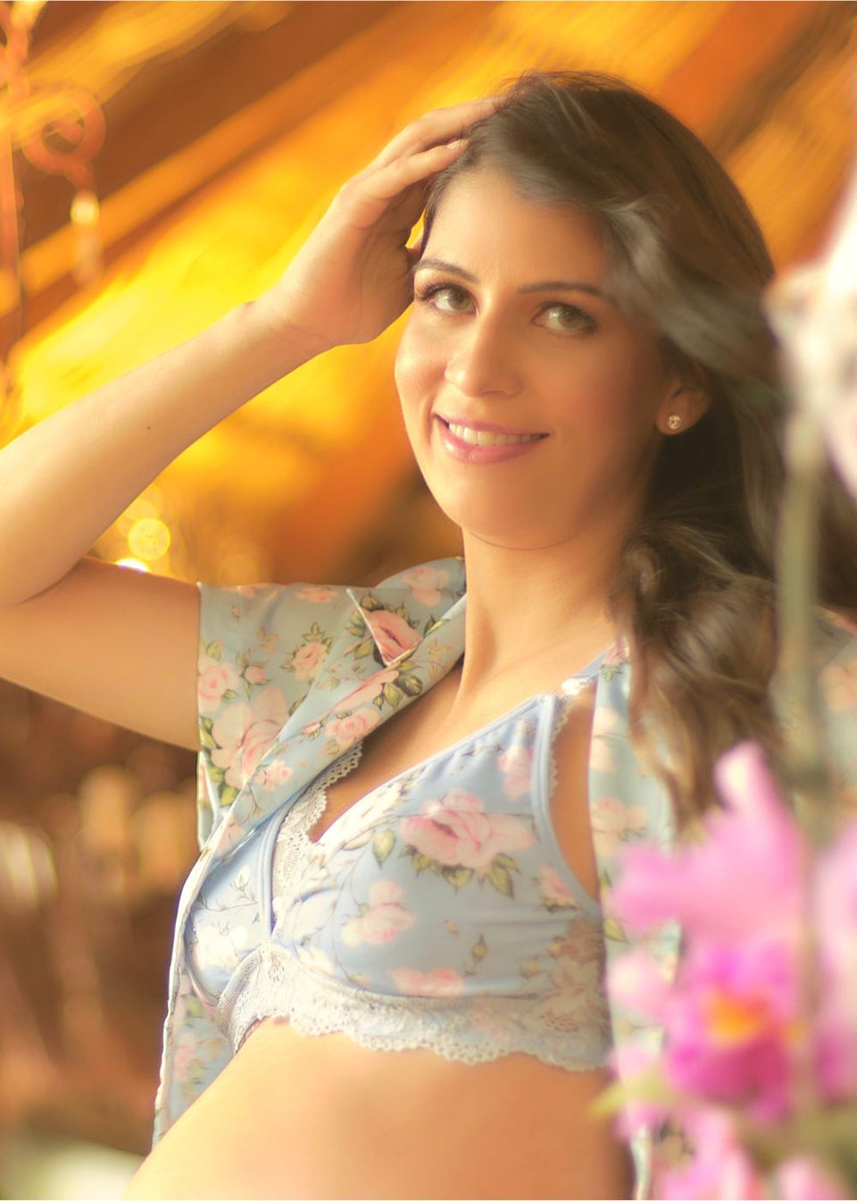 Conjunto Amamentação Sutiã e Calcinha Polly Azul